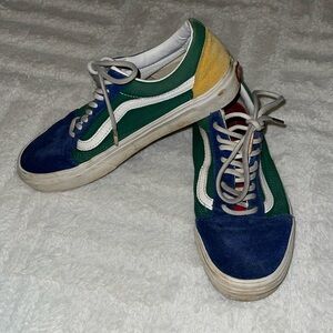 Vans Off The Wall Lace Up Shoes Men Size 6.5 Skateboard Red Blue Green Multi